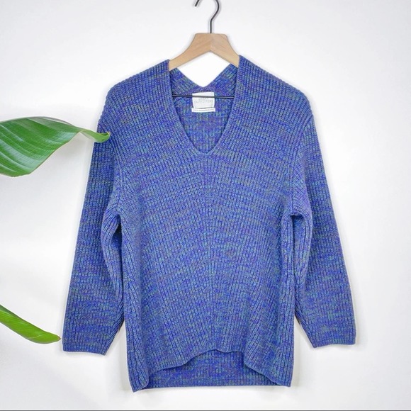 Urban Outfitters Victoria Blue Green Oversized V Neck Chunky Knit Sweater XS - Picture 4 of 11